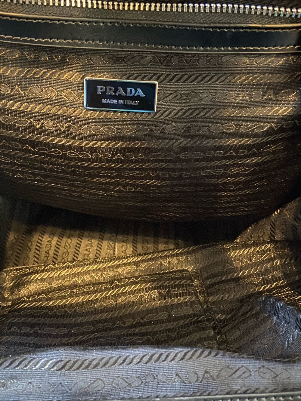 Prada Black Nylon Tote with Black Leather Trim and Gold Logo - Picture 4 of 9